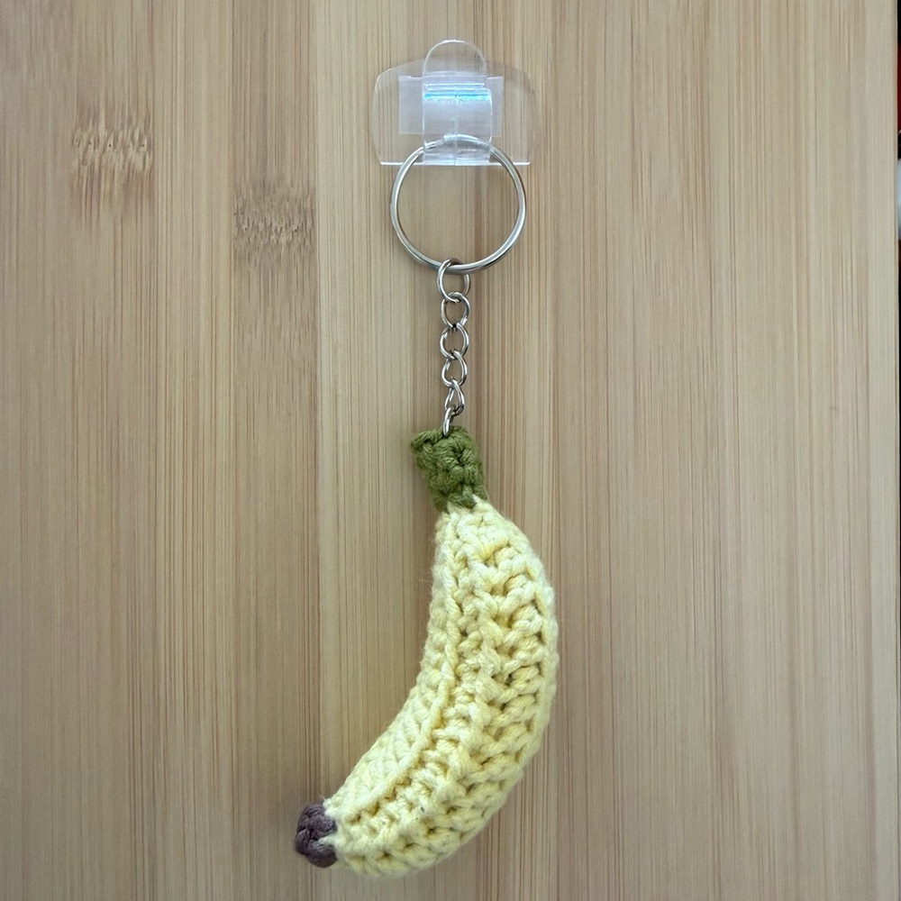 Banana crochet keychain
